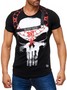 Herren T-Shirt Kurzarm Skull Print Shirt Totenkopf H2040