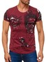 Herren T Shirt Allover Indian Biker Print Kurzarm Rundhals