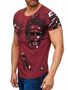 Herren T Shirt Allover Indian Biker Print Kurzarm Rundhals