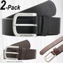 Jack & Jones Leder Optik G�rtel 2-er St�ck Set Pack mit Metall Schnalle JACHARRY