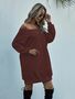 enflame Damen Oversized Long Shirt Off-Shoulder Dress Longsleeve Pullover