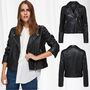 Damen SELECTED Biker Leder Jacke Cropped Lammleder Jacket SLFKATIE