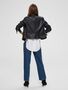 Damen SELECTED Biker Leder Jacke Cropped Lammleder Jacket SLFKATIE