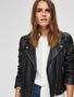 Damen SELECTED Biker Leder Jacke Cropped Lammleder Jacket SLFKATIE
