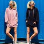 enflame Damen Oversized Hoodie Kleid Long Basic Kapuzen Pullover Nicki Velours