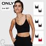 Crop Shirt Top Spaghetti Ripp Oberteil Bralette 2-er Pack ONLVICKY