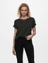 Basic T-Shirt Einfarbig Rundhals Ausschnitt Kurzarm Top Oberteil