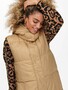 Lange Puffer Weste Wattierte Stepp Jacke ohne �rmel Kapuze & Zip