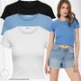 Geripptes Cropped T-Shirt Short Sleeve Rundhals Top Bauchfrei ONLEMMA