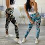Fitness Leggings Skinny Stretch Yoga Sport Hose mit Blumen Print