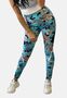 Fitness Leggings Skinny Stretch Yoga Sport Hose mit Blumen Print
