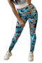 Fitness Leggings Skinny Stretch Yoga Sport Hose mit Blumen Print
