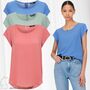 Einfarbige Kurzarm Bluse Basic Rundhals Blusen Shirt Oberteil ONLVIC