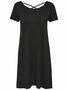 Lockeres Shirtkleid Mini Basic Kurzarm Dress R�cken Schn�rung ONLBERA