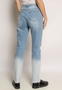 enflame Destroyed Mom Jeans High Waist Straight Denim Hose Farbverlauf Bleached