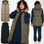 Lange Puffer Weste Wattierte Stepp Jacke ohne �rmel Kapuze & Zip