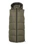 Lange Puffer Weste Wattierte Stepp Jacke ohne �rmel Kapuze & Zip