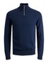 Jack & Jones D�nner Strickpullover Stehkragen Sweater mit Zip Langarm Basic JJEEMIL