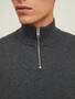 Jack & Jones D�nner Strickpullover Stehkragen Sweater mit Zip Langarm Basic JJEEMIL