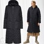 Lange Steppjacke Leicht Wattierter �bergangsmantel mit Kapuze SLFNORA