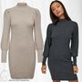 Langarm Strickkleid Mini Pullover Dress Stehkragen Shirt ONLKATIA