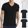 V-Ausschnitt T-Shirt Einfarbiges Kurzarm Shirt Stretch Basic LINCOLN