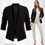 3/4 �rmel Blazer D�nne Jacke mit Schulterpolster Business Basic VIHER