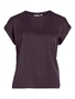 Satin Blusen T-Shirt Kurzarm Basic Gl�nzendes Oberteil VIELLETTE
