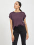 Satin Blusen T-Shirt Kurzarm Basic Gl�nzendes Oberteil VIELLETTE