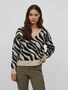 Kuscheliger Strickpullover Zebra Animal Muster V-Neck Sweater VIRIL
