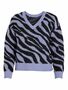 Kuscheliger Strickpullover Zebra Animal Muster V-Neck Sweater VIRIL
