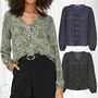 Langarm Bluse Print Muster V-Neck Business Tunika Top ONLSONJA