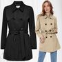 Kurzer Trench Coat Basic �bergangs Mantel Zweireihige Jacke ONLVALERIE