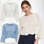 Eleganter Strickpullover Cropped 3/4 Arm Shirt Pointelle Sweater ONLNOLA