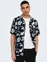 Freizeit Kurzarm Hemd Tropisches Blumen Print Shirt ONSDASH
