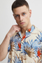 Florales Kurzarm Hemd Regular Fit Shirt Freizeit Oberteil aus Viskose
