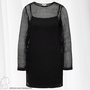 2-Lagiges Langarm Mesh Kleid DRESS