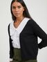 Kurze Feinstrick Cardigan Stretch Basic Jacke ohne Verschluss VIRIL