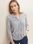 Tom Tailor Gestreifte 3/4 Arm Bluse V-Ausschnitt Business Tunika Top NEU