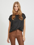 Satin Blusen T-Shirt Kurzarm Basic Gl�nzendes Oberteil VIELLETTE
