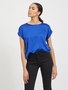 Satin Blusen T-Shirt Kurzarm Basic Gl�nzendes Oberteil VIELLETTE