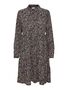 Kurzes Langarm Kleid Gemustert Tunika Falten Bluse R�schen Hemd JDYPIPER