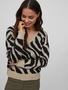 Kuscheliger Strickpullover Zebra Animal Muster V-Neck Sweater VIRIL