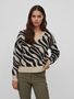 Kuscheliger Strickpullover Zebra Animal Muster V-Neck Sweater VIRIL