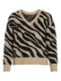 Kuscheliger Strickpullover Zebra Animal Muster V-Neck Sweater VIRIL