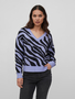 Kuscheliger Strickpullover Zebra Animal Muster V-Neck Sweater VIRIL