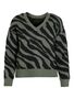 Kuscheliger Strickpullover Zebra Animal Muster V-Neck Sweater VIRIL