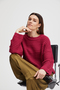Gerippter Pullover Grobstrick Sweater mit Abgesetzten Schultern