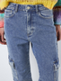 Cargo Jeans Hose Regular Fit Denim Pants