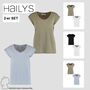 T-Shirt 2er-Set V-Ausschnitt Kurzarm Basic Sommer Shirt